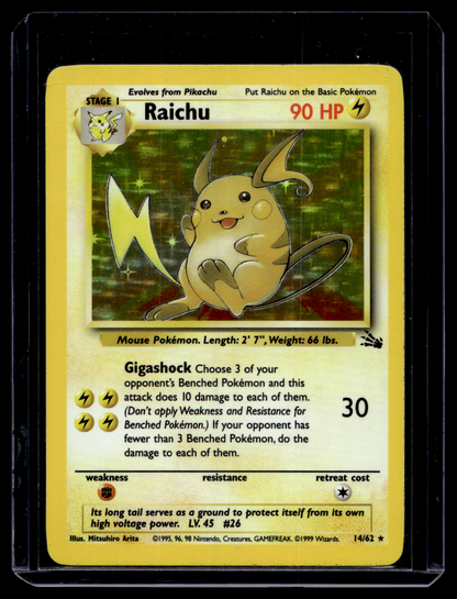 1999 Pokemon Fossil - Holo - Raichu #14 (Kunto: Good)