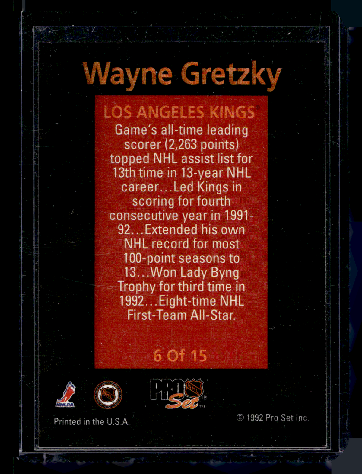 1992-93 Pro Set - Team Leaders - Wayne Gretzky #6