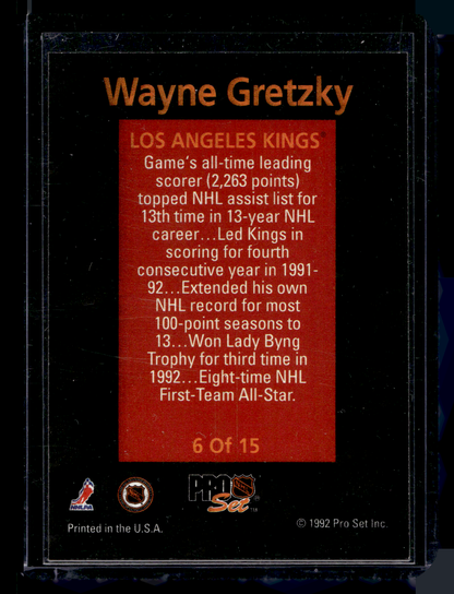 1992-93 Pro Set - Team Leaders - Wayne Gretzky #6