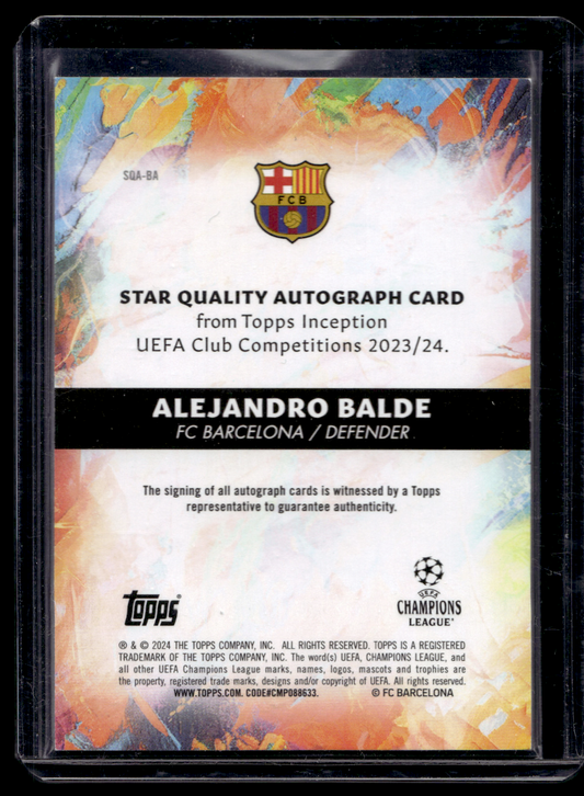 2023-24 Topps Inception UEFA Club Competitions - Star Quality Autographs - Pink - Alejandro Balde #SQA-BA /75