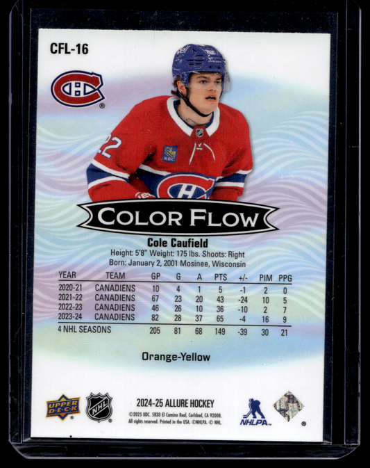 2024-25 Upper Deck Allure - Color Flow - Orange Yellow - Cole Caufield #CFL-16