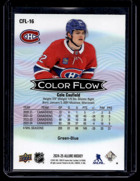 2024-25 Upper Deck Allure - Color Flow - Green Blue - Cole Caufield #CFL-16