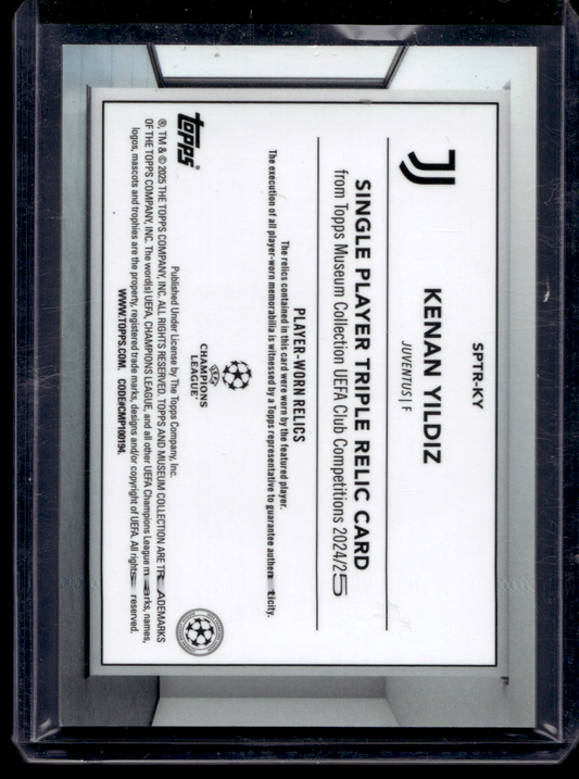 2024-25 Topps Museum Collection UEFA Club Competitions - Single Player Triple Relics - Kenan Yildiz #SPTR-KY /75