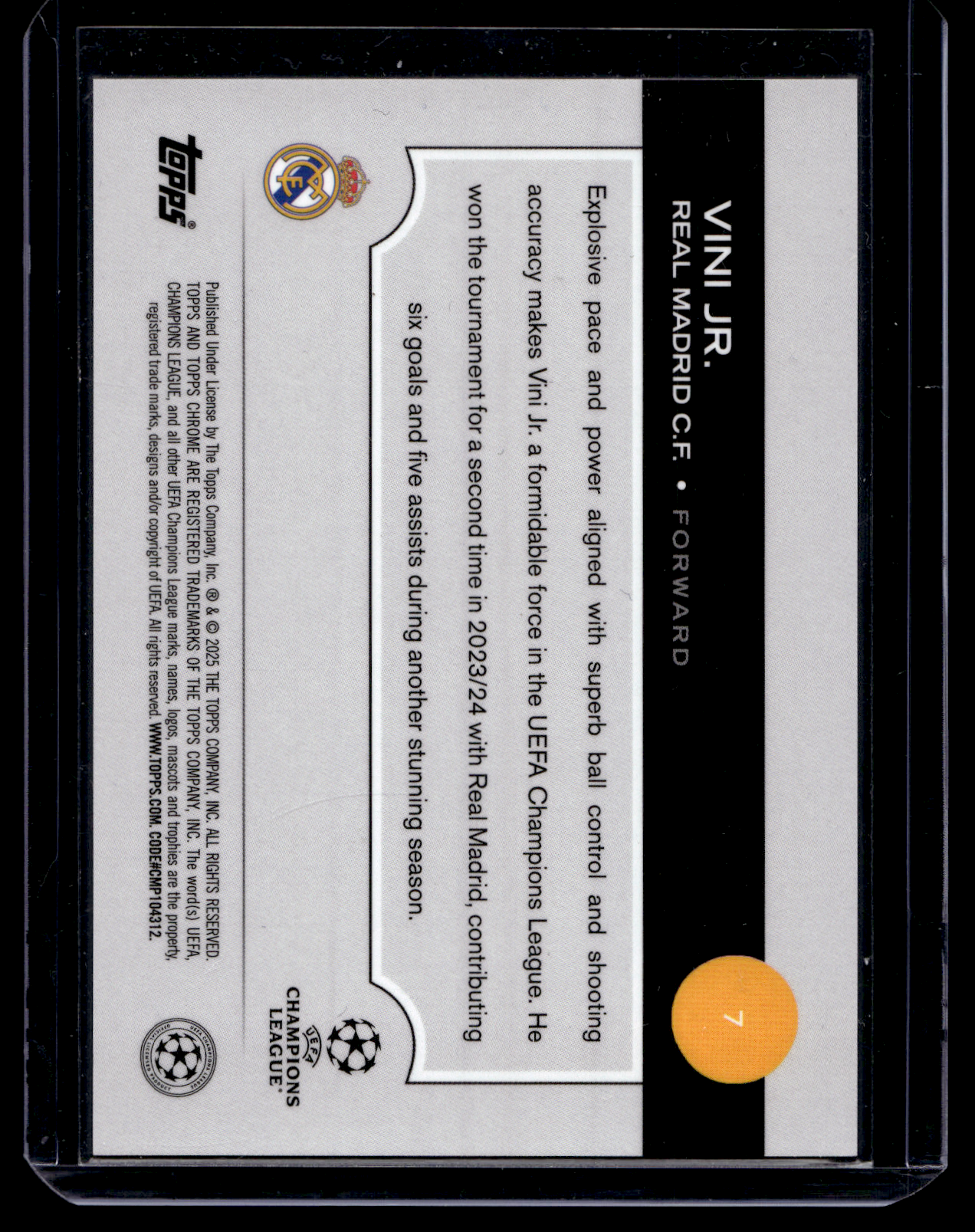 2024-25 Topps Chrome UEFA Club Competitions LogoFractor Edition - Vini Jr. #7