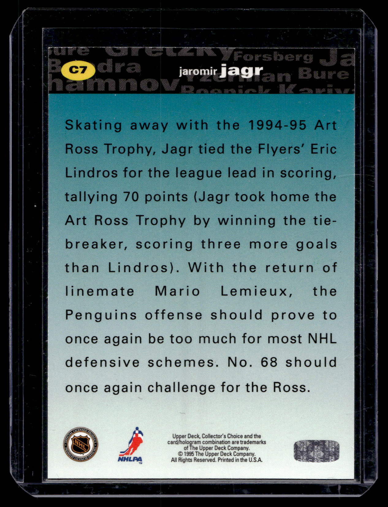 1995-96 Upper Deck Collector's Choice - Prize Crash the Game - Gold - Jaromir Jagr #C7