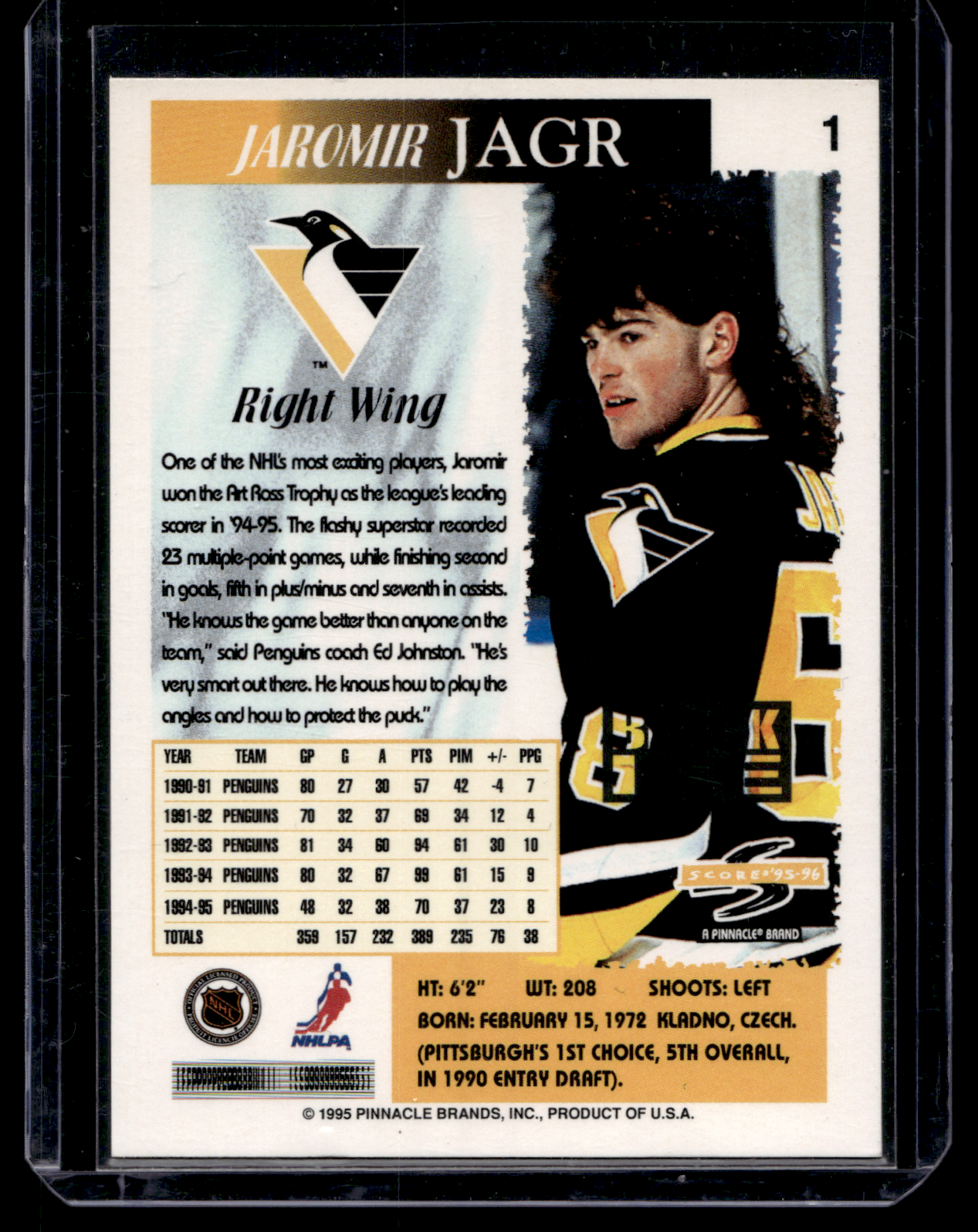 1995-96 Score - Black Ice - Jaromir Jagr #1