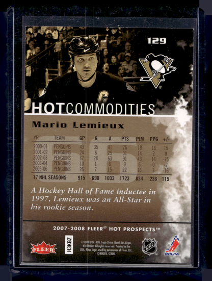 2007-08 Fleer Hot Prospects - Red Hot - Hot Commodities - Mario Lemieux #129 /100