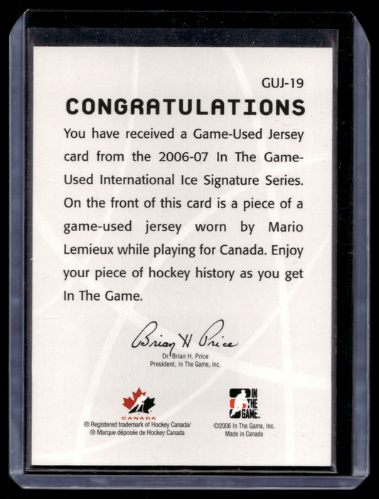 2006-07 In the Game-Used International Ice Signature Series - Game-Used - Jersey Gold - Mario Lemieux #GUJ-19 /10