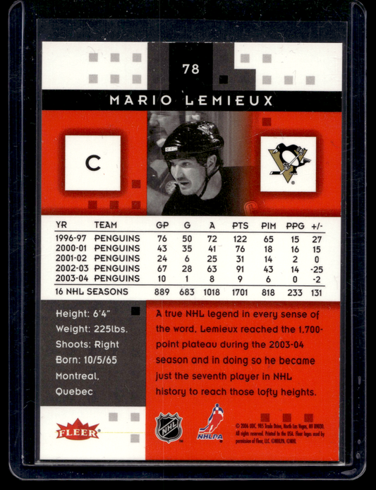2005-06 Fleer Hot Prospects - Red Hot - Mario Lemieux #78 /100