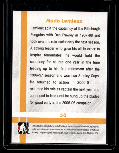 2011-12 In the Game Captain-C Series - Gold - Mario Lemieux #50 /50