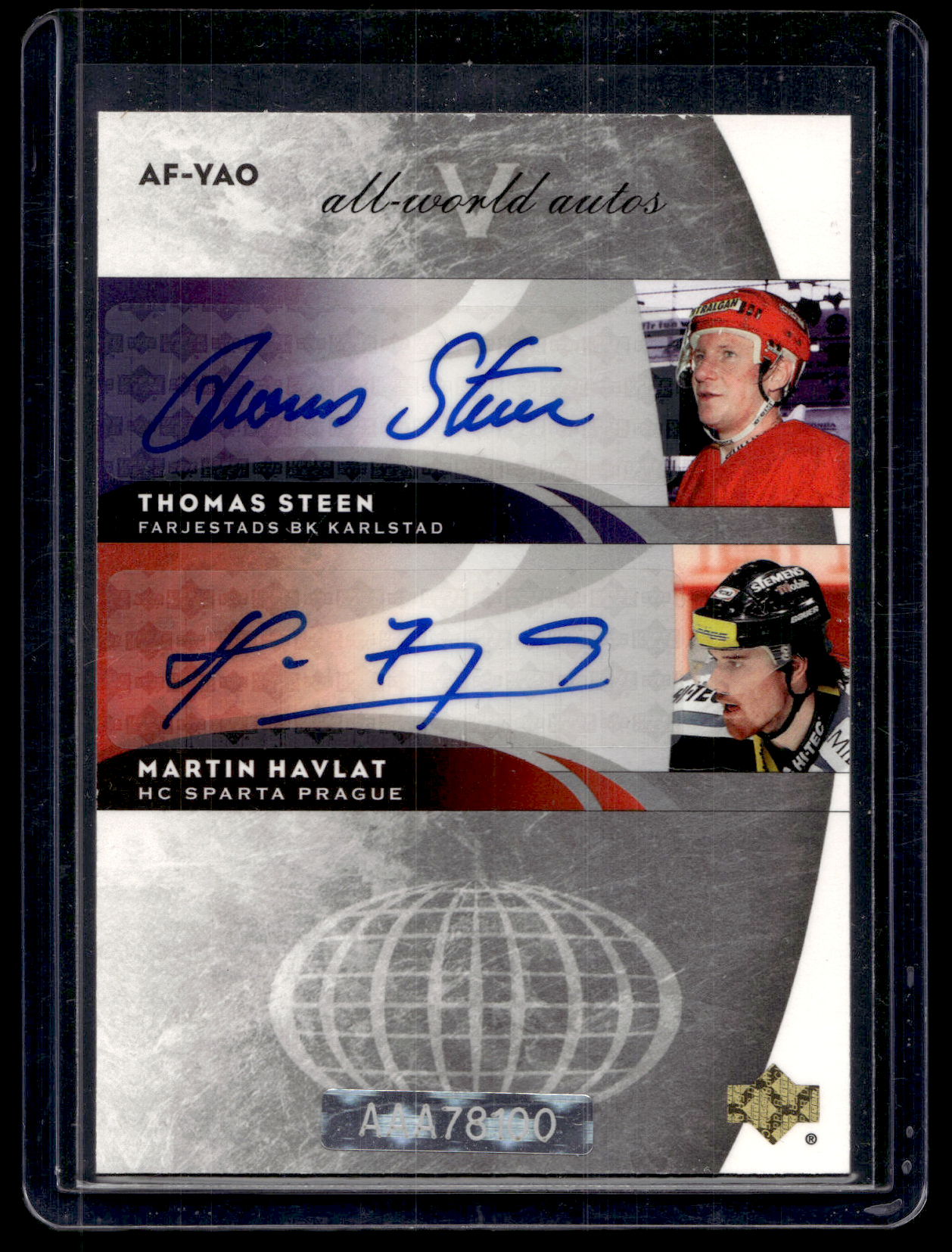 2004-05 Upper Deck All-World Edition - All-World Autos V - Peter Stastny / Zigmund Palffy / Ales Hemsky / Thomas Steen / Martin havlat #AF-YAO /10