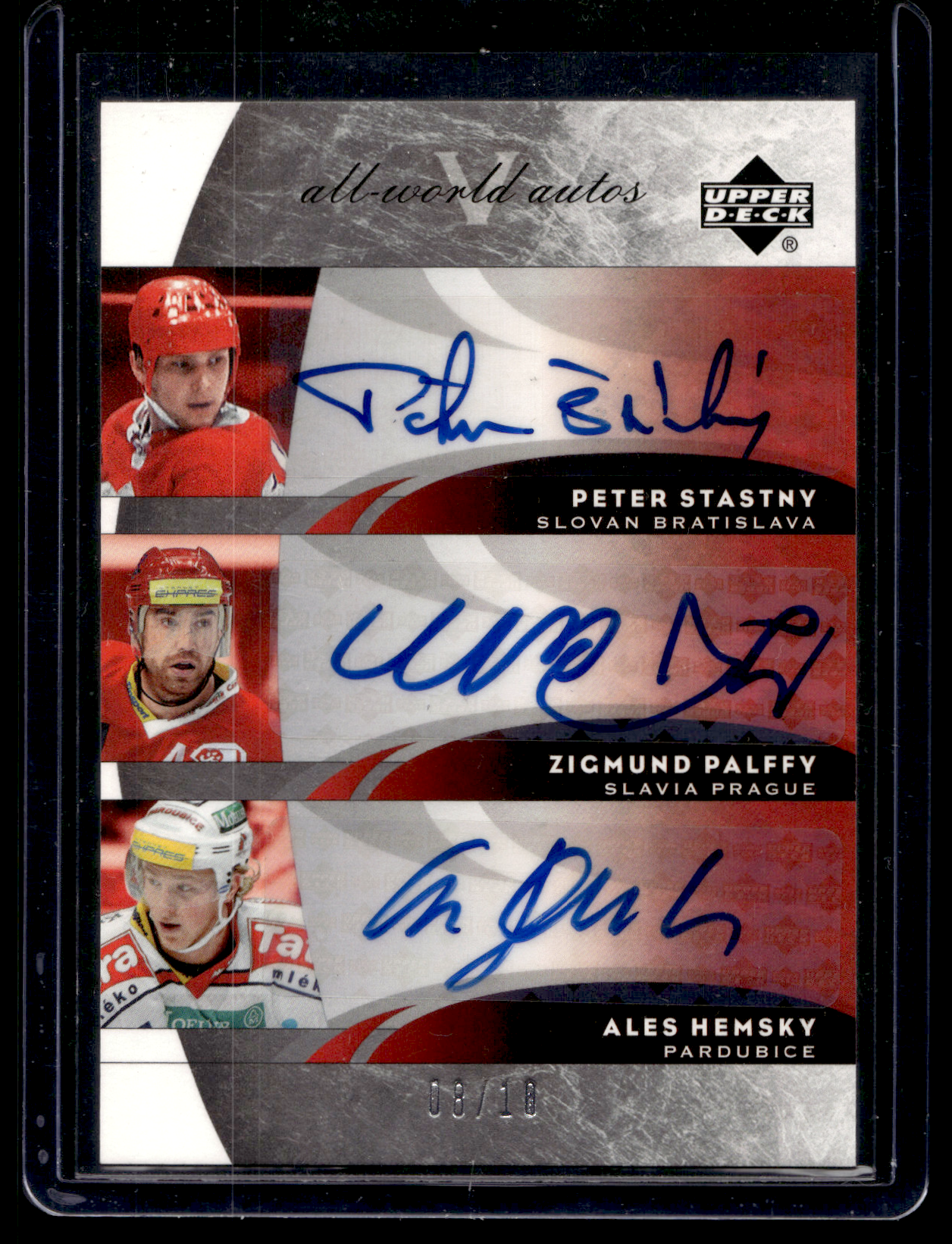 2004-05 Upper Deck All-World Edition - All-World Autos V - Peter Stastny / Zigmund Palffy / Ales Hemsky / Thomas Steen / Martin havlat #AF-YAO /10