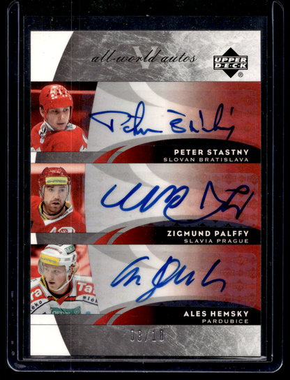 2004-05 Upper Deck All-World Edition - All-World Autos V - Peter Stastny / Zigmund Palffy / Ales Hemsky / Thomas Steen / Martin havlat #AF-YAO /10