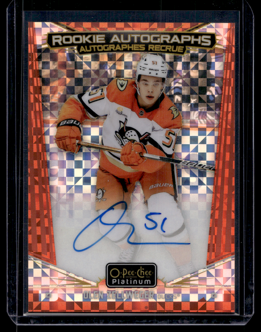 2024-25 Upper Deck OPC Platinum - Rookie Autographs - Orange Checkers - Olen Zellweger #R-OZ /15 RY