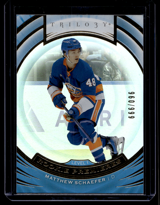 2025-26 Upper Deck Extended Series - Trilogy Rookie Premieres - Matthew Schaefer #T-31 /999 RY