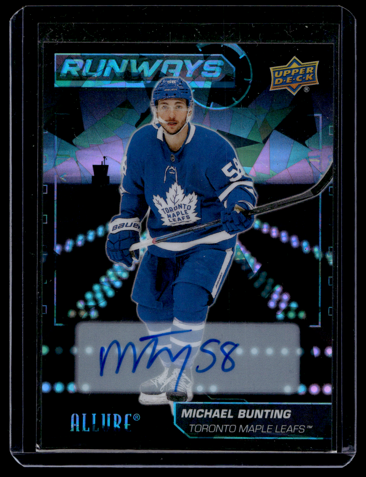 2022-23 Upper Deck Allure - Runways - Blue Autographs - Michael Bunting #RW-14