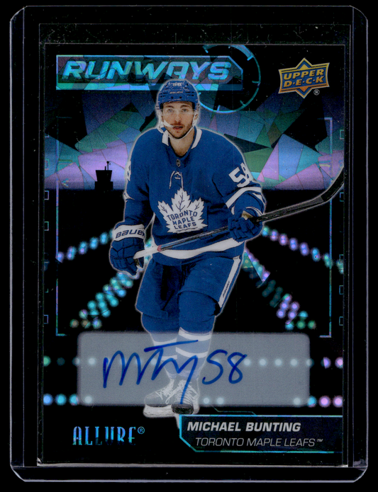 2022-23 Upper Deck Allure - Runways - Blue Autographs - Michael Bunting #RW-14
