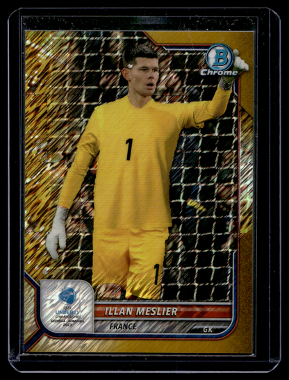 2022-23 Bowman Chrome Road to UEFA Under21 Championship - Gold Shimmer Refractor - Illan Meslier #11 /50