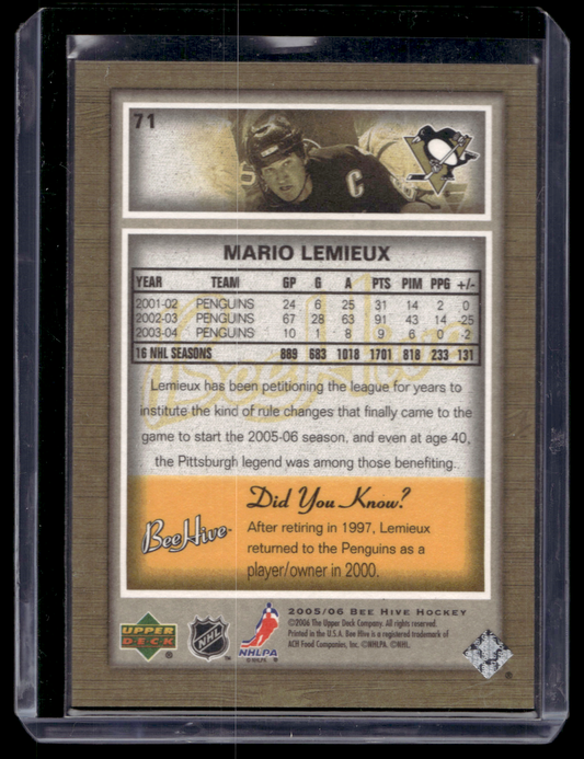 2005-06 Upper Deck Bee Hive - Matte - Mario Lemieux #71 /100