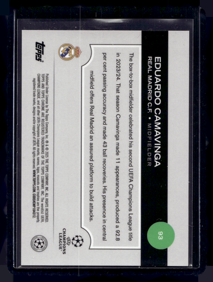2024-25 Topps Chrome UEFA Club Competitions LogoFractor Edition - Orange Refractor - Eduardo Camavinga #93 /25