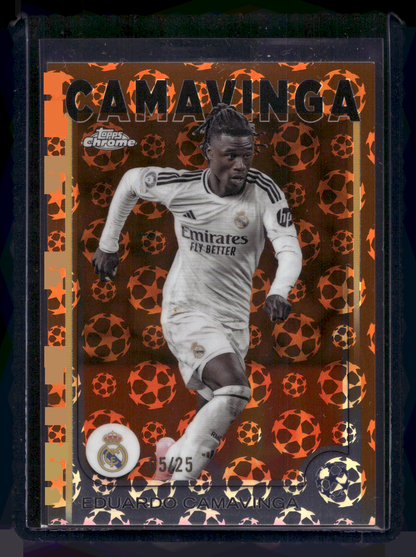 2024-25 Topps Chrome UEFA Club Competitions LogoFractor Edition - Orange Refractor - Eduardo Camavinga #93 /25