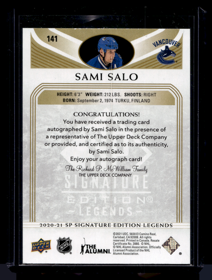 2020-21 Upper Deck SP Signature Edition Legends - Gold Spectrum Foil Autographs - Sami Salo #141