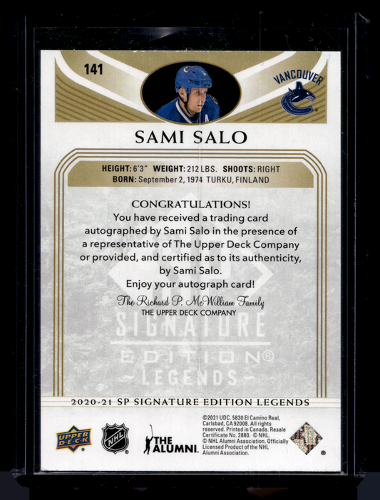 2020-21 Upper Deck SP Signature Edition Legends - Gold Spectrum Foil Autographs - Sami Salo #141