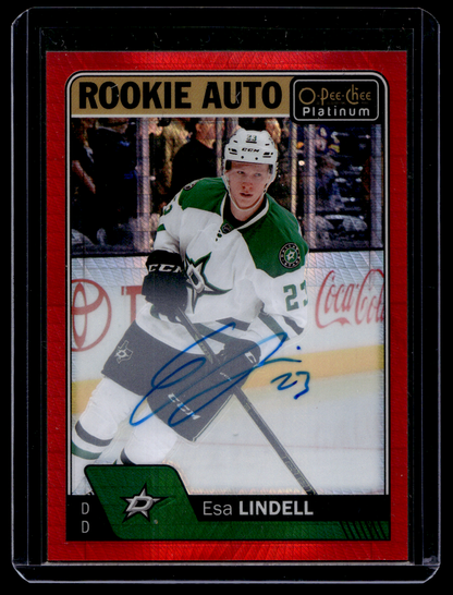 2016-17 Upper Deck OPC Platinum - Rookie Autographs - Red Prism - Esa Lindell #R-EL /50 RY
