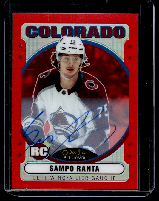 2021-22 Upper Deck OPC Platinum - Retro - Rainbow Red Autographs -  Rookies - Sampo Ranta #R-90 RY