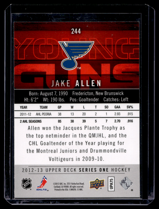 2012-13 Upper Deck - Young Guns - Jake Allen #244 RC