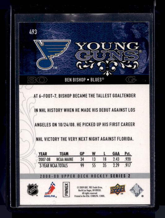 2008-09 Upper Deck - Young Guns - Ben Bishop #493 RC