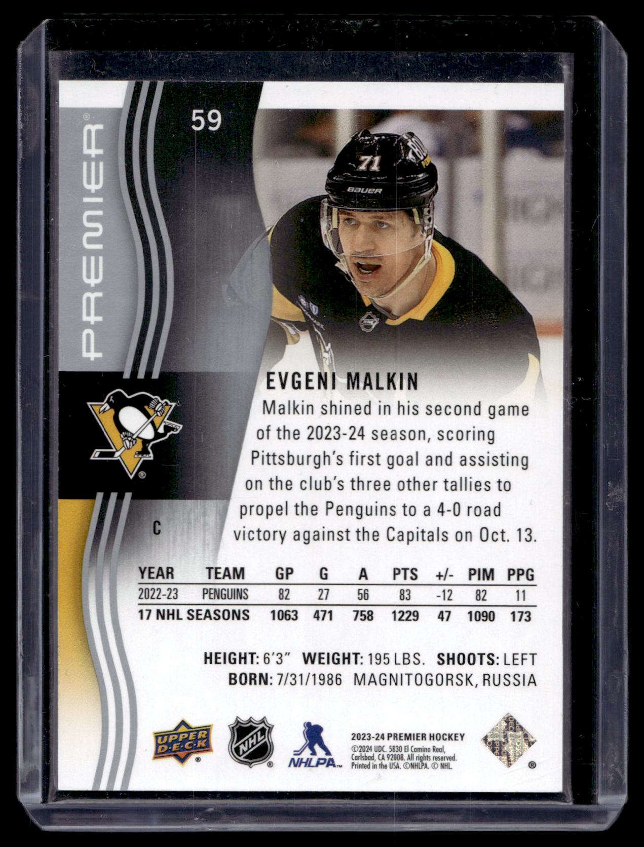 2023-24 Upper Deck Premier - Evgeni Malkin #59 /299