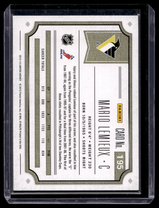 2012-13 Panini Limited - Limited Captains - Mario Lemieux #195 numeroitu pelinumerolla 66/99