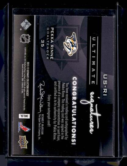 2012-13 Upper Deck Ultimate Collection - Ultimate Signatures - Pekka Rinne #US-RI