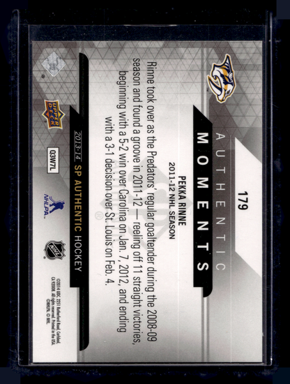 2013-14 Upper Deck SP Authentic - Authentic Moments - Pekka Rinne #179