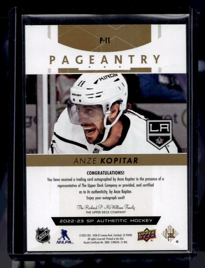 2022-23 Upper Deck SP Authentic - Pageantry - Autographs - Anze Kopitar #P-11
