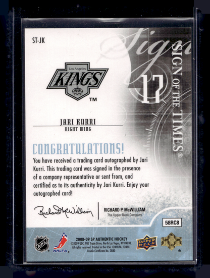 2008-09 Upper Deck SP Authentic - Sign of the Times - Jari Kurri #ST-JK