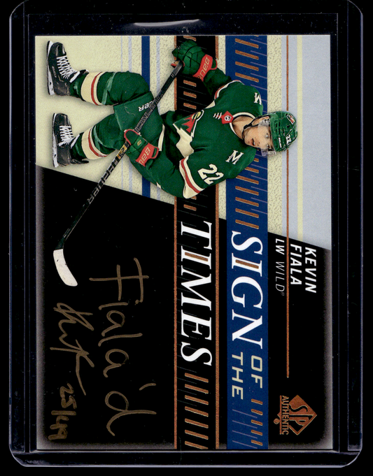 2019-20 Upper Deck SP Authentic - Sign of the Times - Black Gold Inscribed - 2020-21 SP Authentic Update - Kevin Fiala "Fiala'd" #SOTT-KF /49