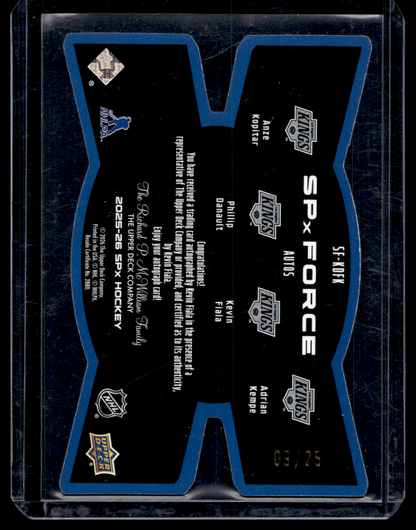 2025-26 Upper Deck SPx - Force - Autographs - Anze Kopitar / Phillip Danault / Kevin Fiala / Adrian Kempe #SF-KDFK /25