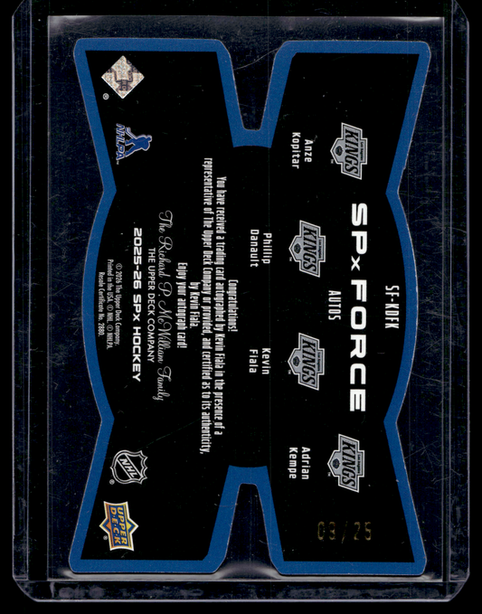 2025-26 Upper Deck SPx - Force - Autographs - Anze Kopitar / Phillip Danault / Kevin Fiala / Adrian Kempe #SF-KDFK /25