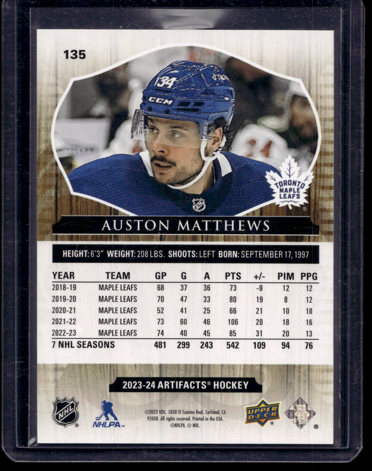 2023-24 Upper Deck Artifacts - Leather Variant - Stars - Auston Matthews #135