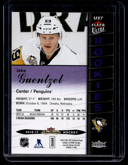2016-17 Upper Deck Fleer Showcase - Ultra Rookies - Violet Medallion - Jake Guentzel #U27 /25 RY