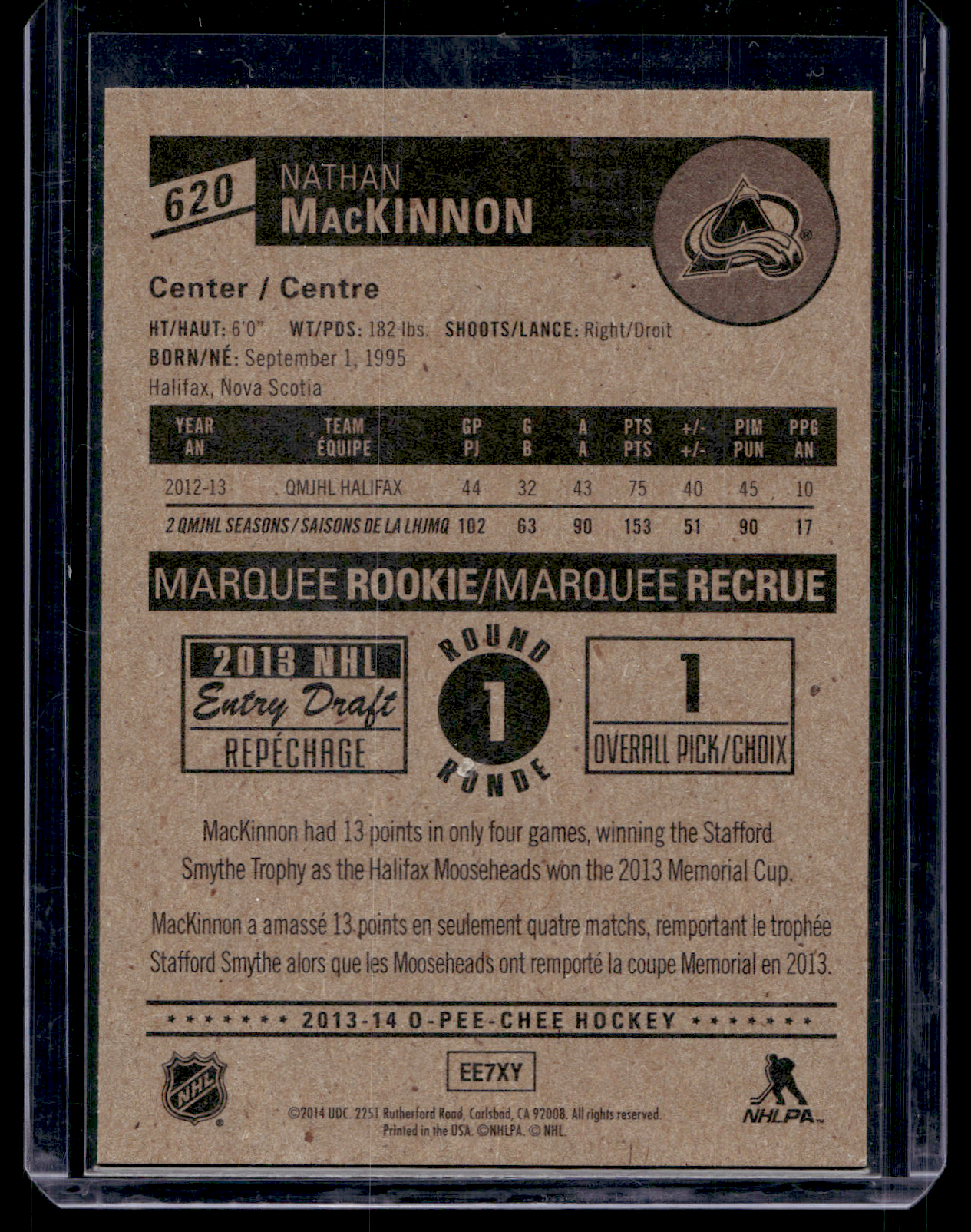 2013-14 O-Pee-Chee - Marquee Rookies - Nathan MacKinnon #620 RC