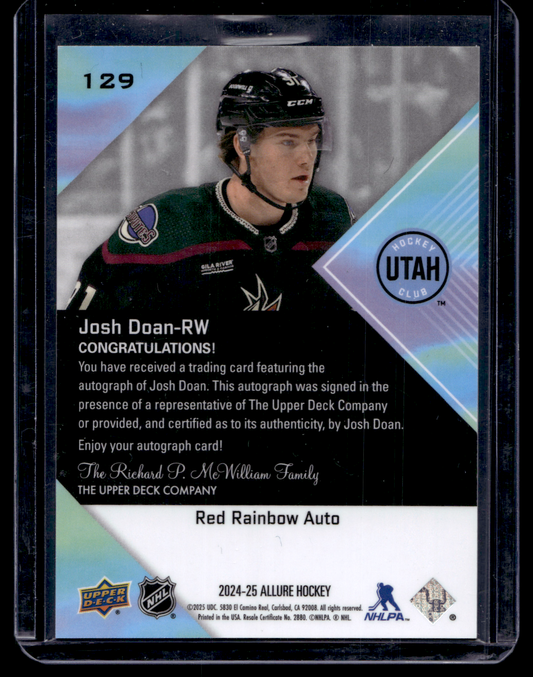 2024-25 Upper Deck Allure - Red Rainbow Autographs - Rookies - Josh Doan #129 RC