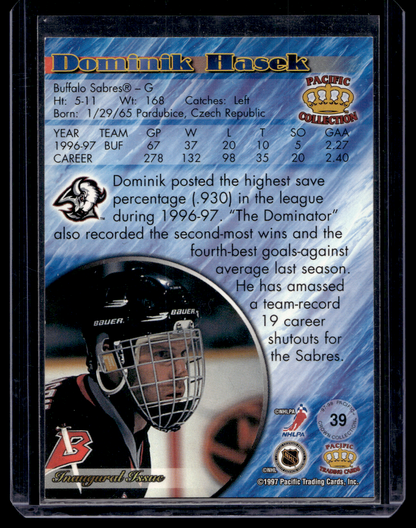 1997-98 Pacific Crown Collection - Ice Blue - Dominik Hasek #39