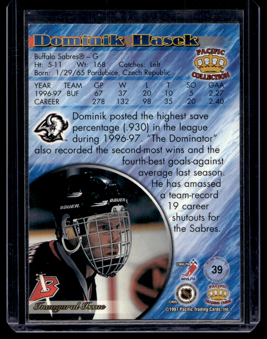 1997-98 Pacific Crown Collection - Ice Blue - Dominik Hasek #39