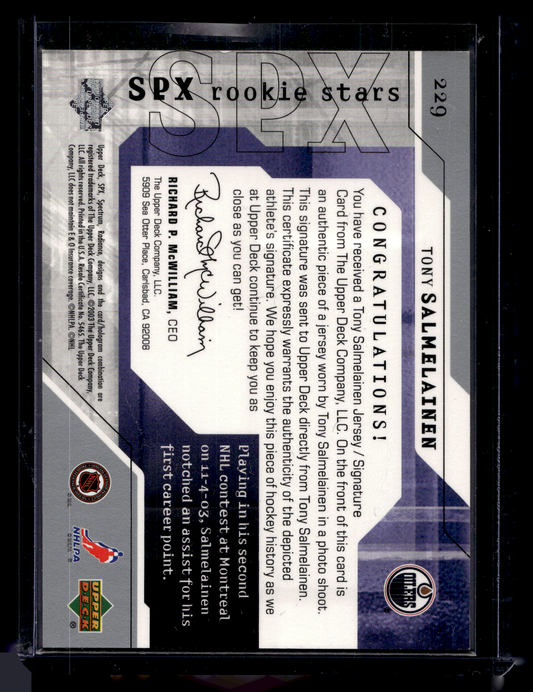 2003-04 Upper Deck SPx - Rookie Stars - Tony Salmelainen #229 /925 RC