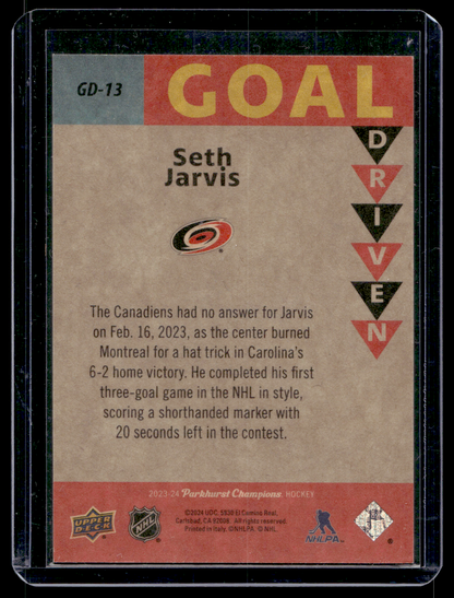 2023-24 Upper Deck Parkhurst Champions - Goal Driven - Gold - Seth Jarvis #GD-13 /349