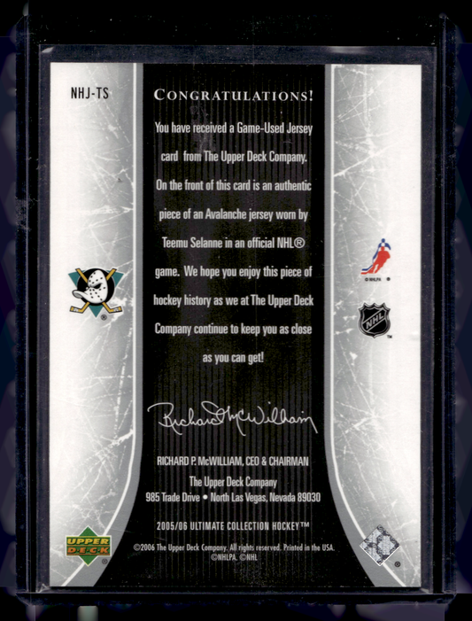 2005-06 Upper Deck Ultimate Collection - National Heroes - Teemu Selanne #NHJ-TS /225