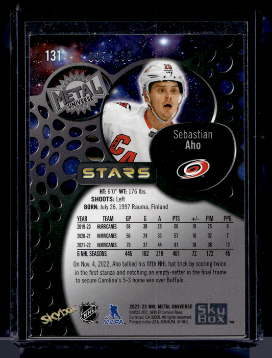 2022-23 Skybox Metal Universe - Precious Metal Gems Green - Sebastian Aho #131 /10
